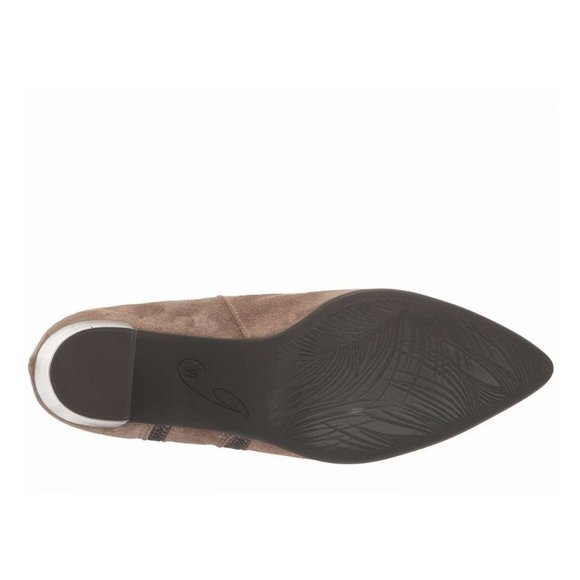 NEW Eric Michael Women Kate Beige Suede Above Ankle Zip Up Block Heel Pointed - Picture 6 of 6